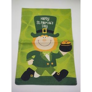 Happy St Patricks Day Leprechaun Pot of Gold Garden Flag 12" X 18" Decor
